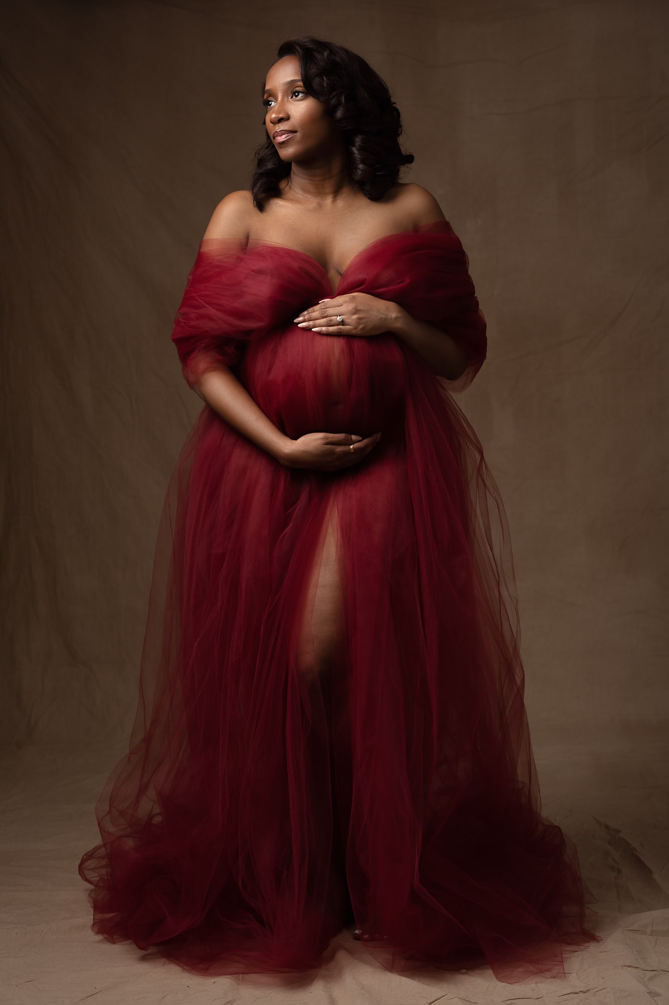 Maternity Dress Red Tulle Tianna J-Williams Photography
